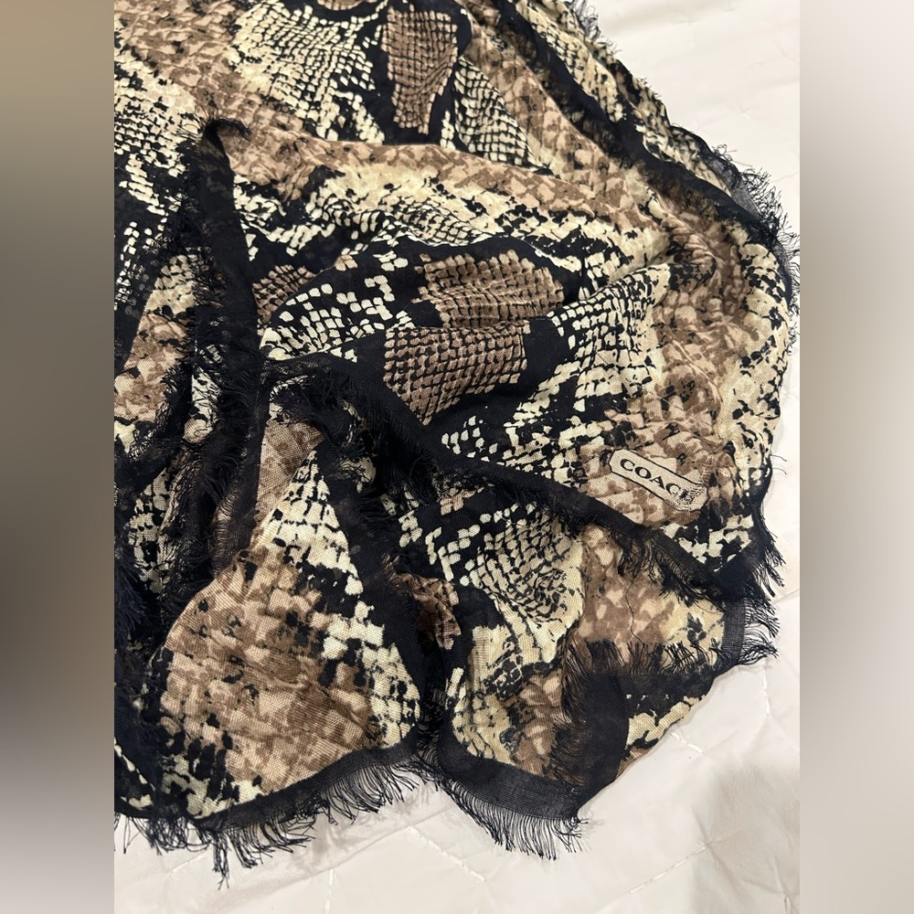 Coach Python Oversized Square Scarf Khaki,Black D… - image 8